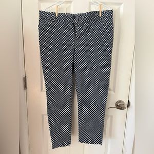 Gap, navy and white geometric Slim City pants